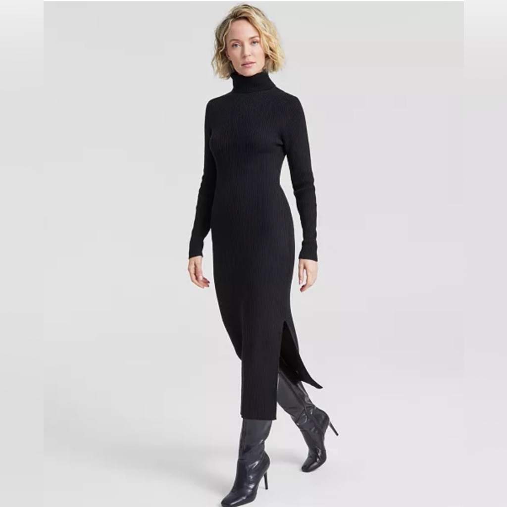 Cashmere Turtleneck Sweater Dress L